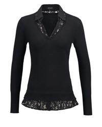 schwarzer Pullover mit einem V-Ausschnitt von Morgan