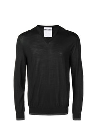 schwarzer Pullover mit einem V-Ausschnitt von Moschino