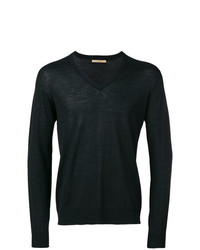 schwarzer Pullover mit einem V-Ausschnitt von Nuur