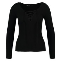 schwarzer Pullover mit einem V-Ausschnitt von Only