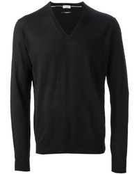 schwarzer Pullover mit einem V-Ausschnitt von Paolo Pecora