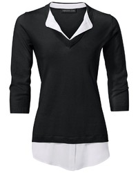schwarzer Pullover mit einem V-Ausschnitt von PATRIZIA DINI by Heine