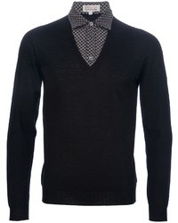 schwarzer Pullover mit einem V-Ausschnitt von Paul & Joe