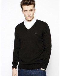 schwarzer Pullover mit einem V-Ausschnitt von Peter Werth