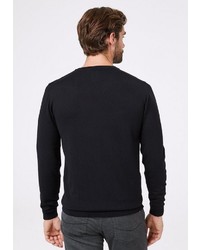 schwarzer Pullover mit einem V-Ausschnitt von Pierre Cardin