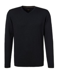 schwarzer Pullover mit einem V-Ausschnitt von Pierre Cardin