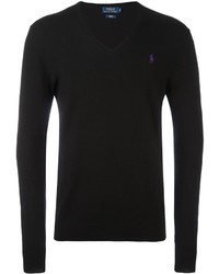 schwarzer Pullover mit einem V-Ausschnitt von Polo Ralph Lauren