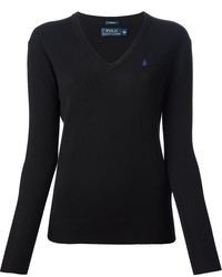 schwarzer Pullover mit einem V-Ausschnitt von Polo Ralph Lauren