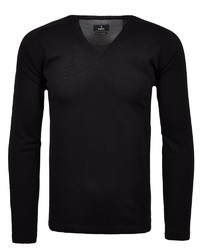 schwarzer Pullover mit einem V-Ausschnitt von RAGMAN