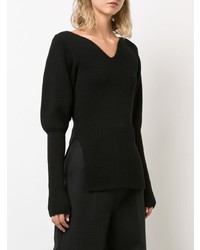 schwarzer Pullover mit einem V-Ausschnitt von Khaite