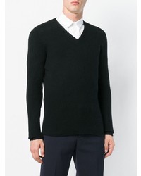 schwarzer Pullover mit einem V-Ausschnitt von Roberto Collina