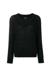 schwarzer Pullover mit einem V-Ausschnitt von Roberto Collina
