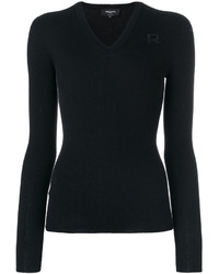 schwarzer Pullover mit einem V-Ausschnitt von Rochas