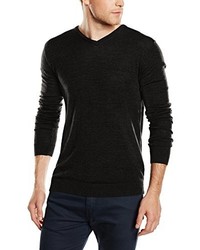 schwarzer Pullover mit einem V-Ausschnitt von Selected Homme