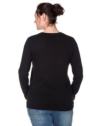 schwarzer Pullover mit einem V-Ausschnitt von SHEEGO BASIC