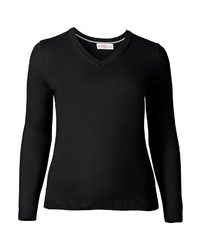 schwarzer Pullover mit einem V-Ausschnitt von SHEEGO BASIC