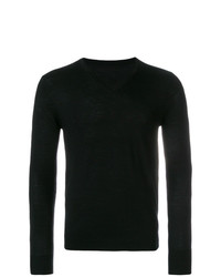 schwarzer Pullover mit einem V-Ausschnitt von Sottomettimi