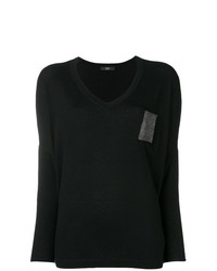schwarzer Pullover mit einem V-Ausschnitt von Steffen Schraut