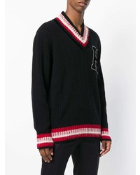 schwarzer Pullover mit einem V-Ausschnitt von Hilfiger Collection