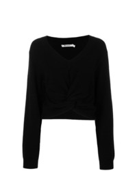schwarzer Pullover mit einem V-Ausschnitt von T by Alexander Wang