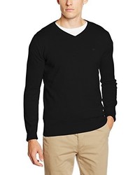 schwarzer Pullover mit einem V-Ausschnitt von Tom Tailor