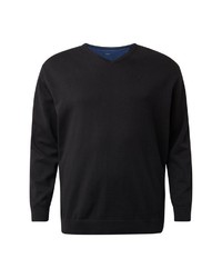 schwarzer Pullover mit einem V-Ausschnitt von Tom Tailor
