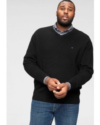 schwarzer Pullover mit einem V-Ausschnitt von Tommy Hilfiger Big & Tall