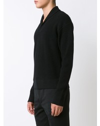 schwarzer Pullover mit einem V-Ausschnitt von Lemaire