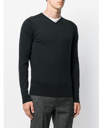 schwarzer Pullover mit einem V-Ausschnitt von John Smedley