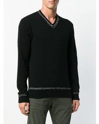 schwarzer Pullover mit einem V-Ausschnitt von Dondup