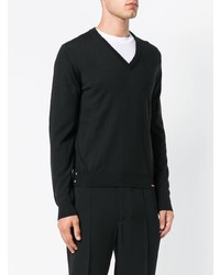 schwarzer Pullover mit einem V-Ausschnitt von Moncler