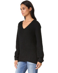 schwarzer Pullover mit einem V-Ausschnitt von Three Dots