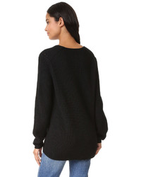 schwarzer Pullover mit einem V-Ausschnitt von Three Dots