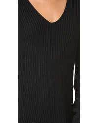 schwarzer Pullover mit einem V-Ausschnitt von Three Dots