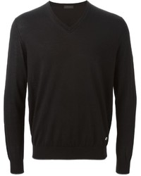 schwarzer Pullover mit einem V-Ausschnitt von Z Zegna