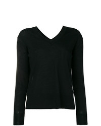 schwarzer Pullover mit einem V-Ausschnitt von Zanone