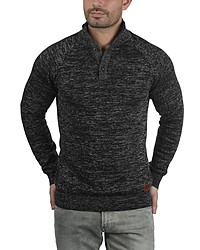 schwarzer Pullover mit einem zugeknöpften Kragen von BLEND