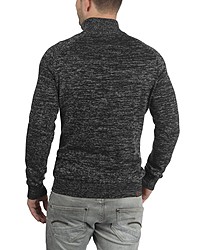 schwarzer Pullover mit einem zugeknöpften Kragen von BLEND