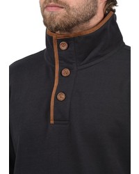 schwarzer Pullover mit einem zugeknöpften Kragen von BLEND