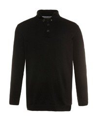 schwarzer Pullover mit einem zugeknöpften Kragen von JP1880