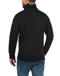 schwarzer Pullover mit einem zugeknöpften Kragen von Solid