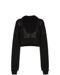 schwarzer Pullover mit einer Kapuze aus Netzstoff von Amiri