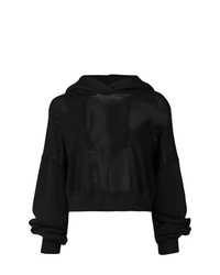 schwarzer Pullover mit einer Kapuze aus Netzstoff von Amiri