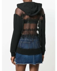 schwarzer Pullover mit einer Kapuze aus Netzstoff von McQ Alexander McQueen