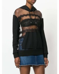 schwarzer Pullover mit einer Kapuze aus Netzstoff von McQ Alexander McQueen