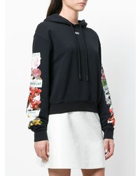 schwarzer Pullover mit einer Kapuze mit Blumenmuster von Off-White