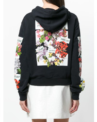 schwarzer Pullover mit einer Kapuze mit Blumenmuster von Off-White