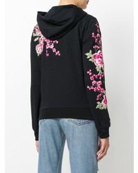 schwarzer Pullover mit einer Kapuze mit Blumenmuster von Philipp Plein