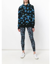 schwarzer Pullover mit einer Kapuze mit Blumenmuster von Bodyism