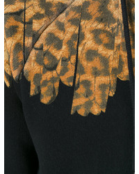 schwarzer Pullover mit einer Kapuze mit Leopardenmuster von Marcelo Burlon County of Milan